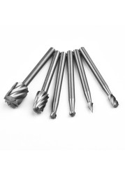 10pcs/set HSS Router Router Drill Bits Set for Dry Mill Rotary Burrs Tools Wood Stone Metal Root Carving Milling Cutter