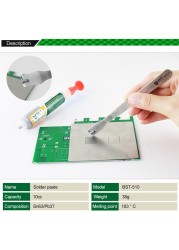 خالية من الرصاص درجة حرارة منخفضة لحام لصق Sn42/Bi57.6/Ag0.4 نقطة انصهار 138 ℃ مصلحة الارصاد الجوية إصلاح درجة حرارة منخفضة لحام لصق