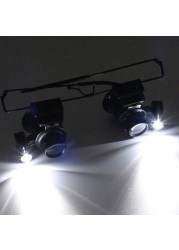 عدسة العين الثالثة خوذة اليد المكبرة المحمولة المكبر نظارات Loupes LED 20X مكبرة نظارات لإصلاح المجوهرات