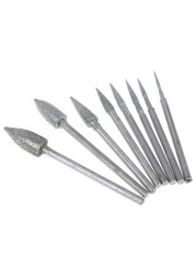 8pcs 2.35mm shank electrophoresis diamond grinding head needle polished carving suitable for polished crafts grinding head tool