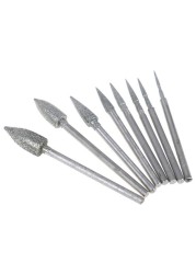 8Pcs 2.35mm Shank Electroplating Diamond Grinding Head Polished Needle Carving Suitable For Polished Crafts Grinding Head Tool