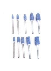 10pcs Blue Abrasive Stone Mounted Rotary Tool Grinding Wheel 1/8 Shank