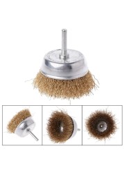 1pc Wire Brush Bowl 6mm Diameter Flat Shank Steel Wire Wheel Electric Drill Grinding Mill Polish Wheel Derusting Tool Power To