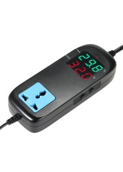 Digital Temperature Gauge Thermometer, Temperature Measuring Instrument with Thermostat Plug, AC 90V~250V, LED