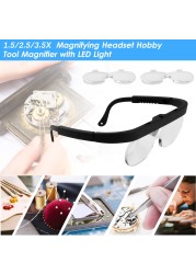 KKmoon 1.5/2.5/3.5X Magnifying Glass Head Mounted Magnifying Jewelry Loupe Magnifier with Multi Lens Electronic Repair Tool