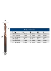 XCAN Up Down Cutting Router Bit 3.175mm Shank TiCN Coated Single Flute End Milling Segment Carbide Milling Cutter for Woodworking Milling