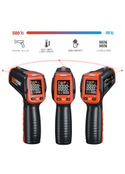 LOMVUM Digital Infrared Thermometer Contact Heat Gun Laser Handheld Infrared Temperature Gun Color LCD Display 50-580c Alarm