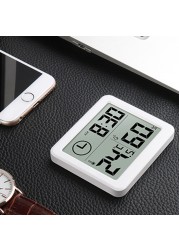 Digital Thermometer Hygrometer Clock Large LCD Screen Automatic Electronic Temperature Humidity Monitor Dry Humidity For Home