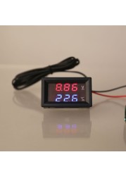 2in1 Car Voltage & Temperature Meter Dual Dispaly Voltmeter + Thermometer for 5v 12v 24v 48v 60v 72v  Dropshipping