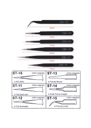 6pcs Stainless Steel ESD Tweezers 1.5mm Anti-static Repair Tool Kit for Electronics Jewelry Crafts Mobile Phone Repair Tool