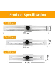 Stainless Steel Parallel Ruler Marker Accurate Scale Marking Scale Sliding Line Ruler Durable Straight Ruler for Woodworking