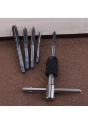 6pcs T-type Wrench Drill Kit Tools Tapping Hand Machine Screw Thread Tap Twist Bit M3/M4/M5/M6/M8 Tap Set DIY Tool