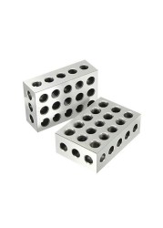 2pcs 23 Holes Precision Gauge Blocks 25-50-75mm Steel Parallel Clamping Block 1-2-3 Inch Metal Gauge Block Measuring Tool