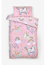 Glow In The Dark Party Unicorn Duvet Cover And Pillowcase Set