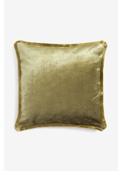 Collection Luxe Textured Velvet Fringe Cushion With Feather Pad