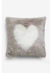 Faux Fur Heart Cushion