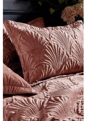 Paoletti Palmeria Quilted Velvet Duvet Cover and Oxford Border Pillowcase Set