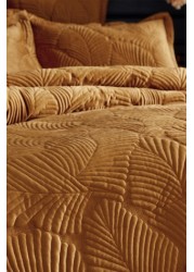 Paoletti Palmeria Quilted Velvet Duvet Cover and Oxford Border Pillowcase Set