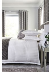 100% Cotton 300 Thread Count Satin Stripe Collection Luxe Duvet Cover and Pillowcase Set