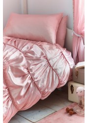 Princess Ruched Shimmer Duvet Cover and Pillowcase Set