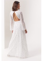 Maya All Over Embellished Cut-Out Back Maxi Wedding Dress