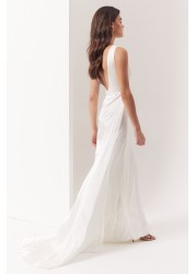 Maya Scoop Back Satin Wedding Dress With Train