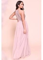 Maya Halterneck Delicate Sequin Maxi Dress Petite