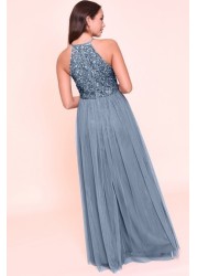 Maya Halterneck Delicate Sequin Maxi Dress Petite