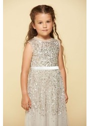 Amelia Rose Grey Sequin Occasion Dress