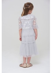 Amelia Rose Grey Embroidered Dress