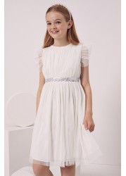 Maya Girl Embellished Waist Tulle Dress