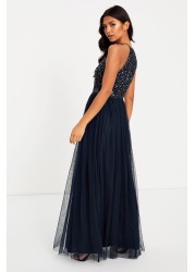 Maya Halterneck Delicate Sequin Maxi Dress Regular