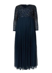 Maya Embellished Long Sleeve Maxi Dress Curve