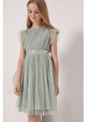 Maya Girl Embellished Waist Tulle Dress