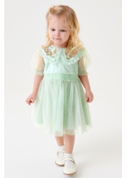 Embellished Mesh Collar Dress (3mths-8yrs)