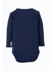 Frugi Navy Blue Organic Cotton Long Sleeve Plain Bodysuit