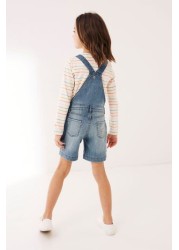 Fat Face Blue Embroidered Dungaree Shorts