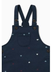 MORI Blue Organic Cotton Hearts Dungarees