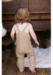 The Little Tailor Caramel Knitted Baby Dungarees