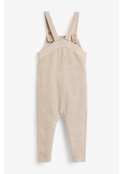 The Little Tailor Cream Fawn Ecru Knitted Dungarees