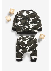 Hype. Baby Black Camo Sweat Top And Joggers Set