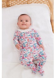 3 Pack Embroidered Detail Baby Sleepsuits (0-3yrs)