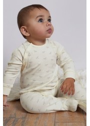 The Little Tailor Cream Jersey Print Rocking Horse Sleepsuit