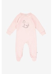 The Little Tailor Pink Chest Print Rocking Horse Sleepsuit