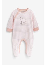 The Little Tailor Pink Stripe Jersey Rocking Horse Sleepsuit