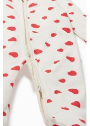 MORI Organic Cotton Hearts Clever Zip Sleepsuit