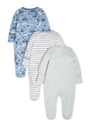 M&Co Newborn Boys Dinosaur Sleepsuits 3 Pack