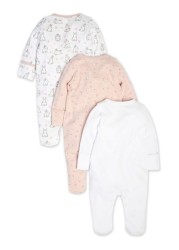 M&Co Pink Bunny Sleepsuits 3 Pack