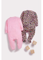 Hype. Baby Pink Animal Sleepsuit 2 Pack