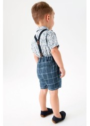 Check Fabric (3mths-9yrs) Shirt, Short & Braces Set